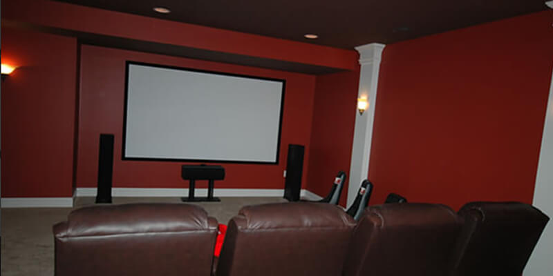 Large view of basement media room